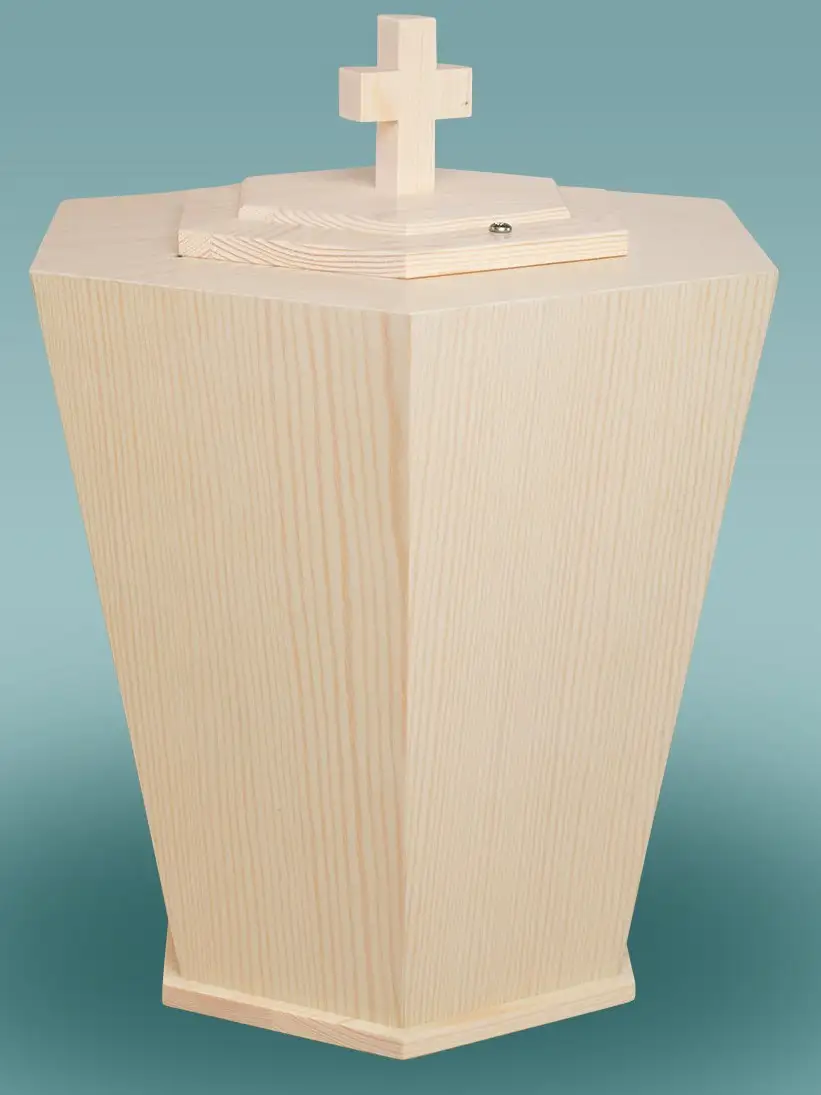 Honkanummi vaalea uurna Vaaleasävyinen uurna suomalaisesta honkapuusta – käsityönä valmistettu Punkalaitumella, selkeälinjainen ja luonnollisen puupintainen SHT-tukun valmistama uurna.